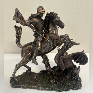 Veronese Design Saint George Dragon Slayer Cast Resin Bronze Finish Sculpture